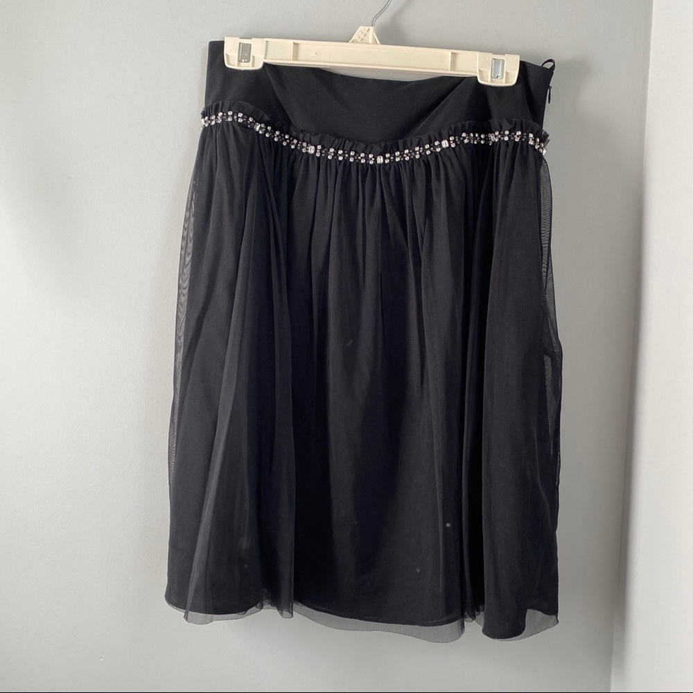 Just add Mesh Overlay Black Midi Skirt